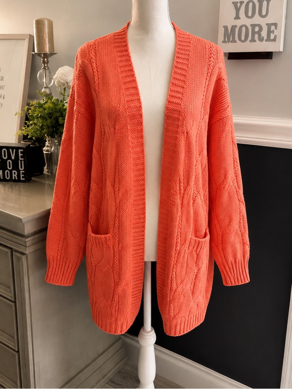 DOKOTOO NWT Cable Knit Long Cardigan Orange M
